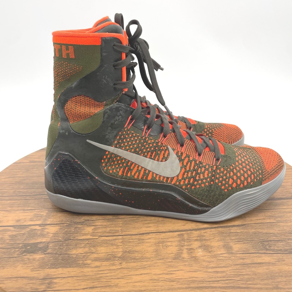 Nike Kobe 9 Elite High Strategy Sequoia Orange 630847-303 Mens 10 Flyknit Great